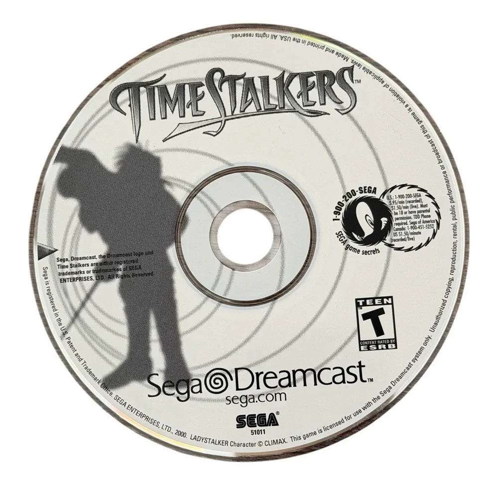 Time Stalkers (Sega Dreamcast, 2000) Tested Game Disc Only